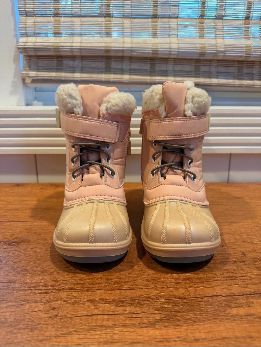 Cat & Jack Pink and Champagne Kids Snow Boots with Faux Fur Cuff